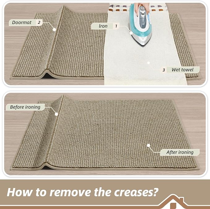 BEQHAUSE Dirt Trapper Door Mat 20" x 32", Non-Slip Washable, Light Beige | - Image 9