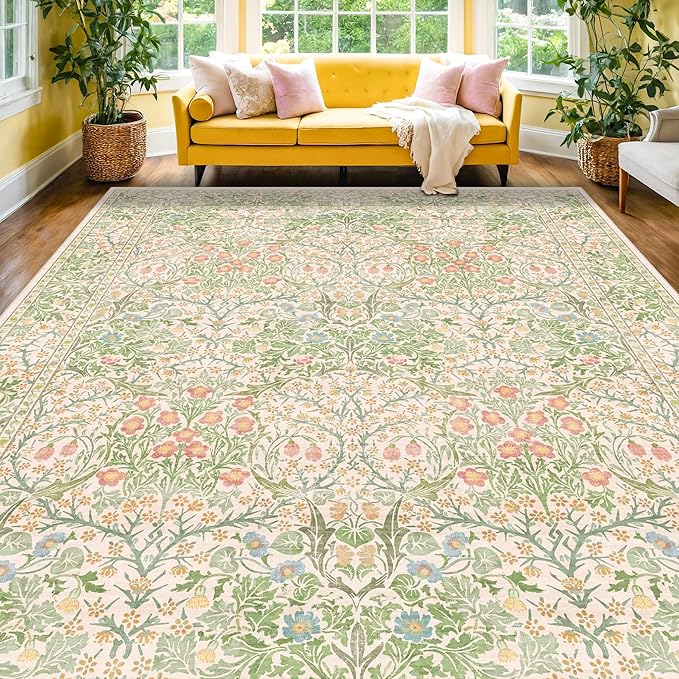 Washable Light Green Rug for Bedroom - Image 8