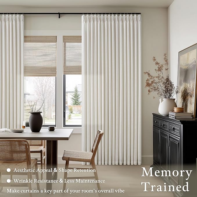 100 Inch Light Filtering Pinch Pleated Flax Linen Curtains 50 Inch Wide | Pleat - Image 2