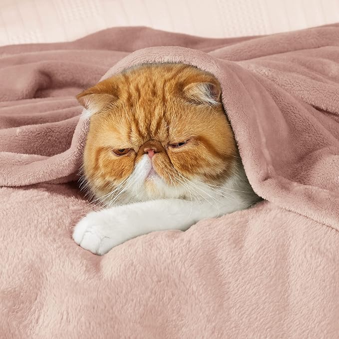 Bedsure GentleSoft Fleece Blankets Queen Size Dusty Pink - Image 2