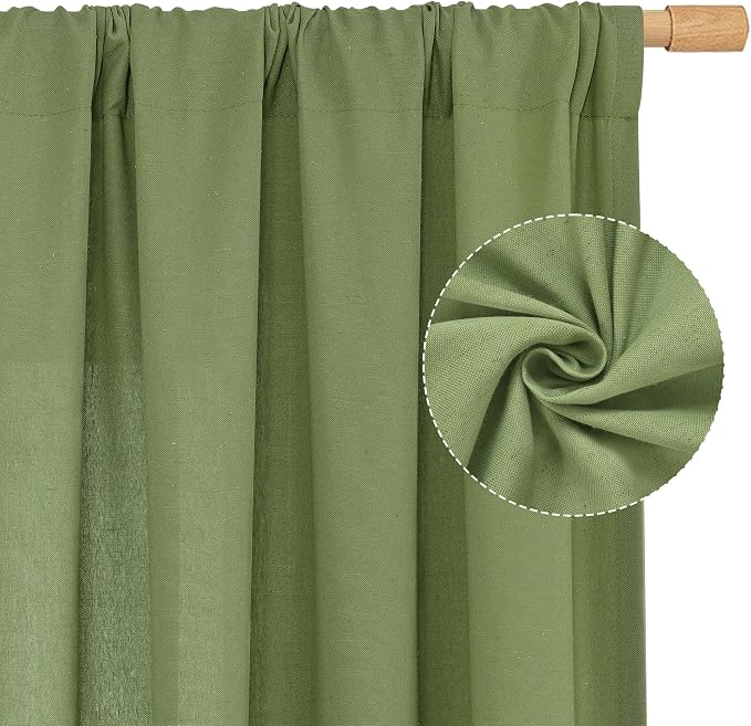 LAMIT 48 Inch Linen Curtains 2 Panels, Soft Faux Linen Light Filtering Panels - Image 3
