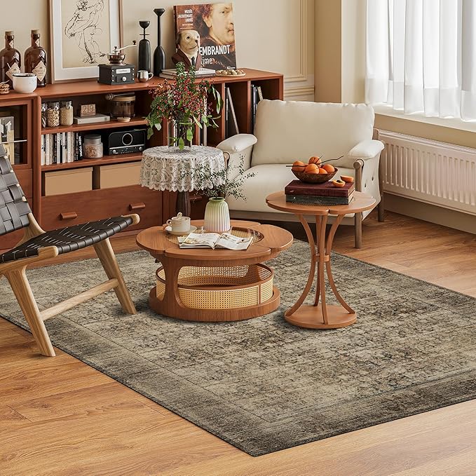 Washable Area Rug 4' x 6' Vintage Traditional Persian Mat - Image 2