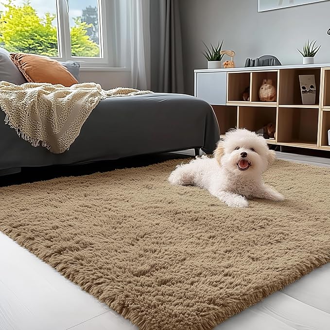 OLANLY 3x5 Machine Washable Small Bedside Rug, Soft Fluffy Shaggy Rugs by OLANLY