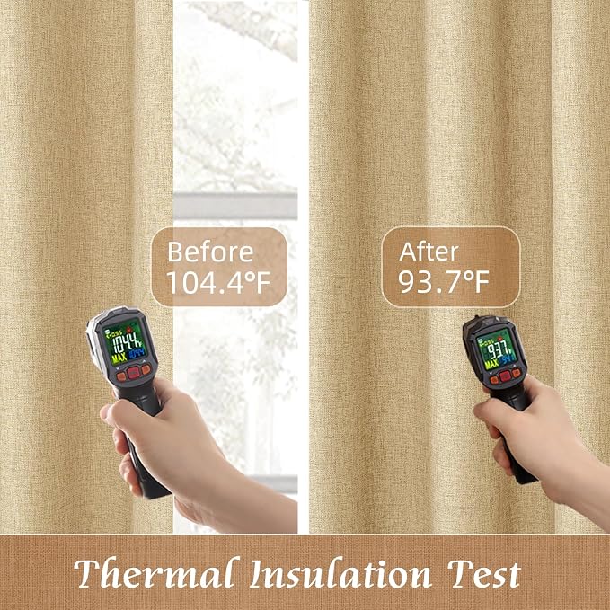63 Inch 100% Blackout Linen Curtains - Image 4