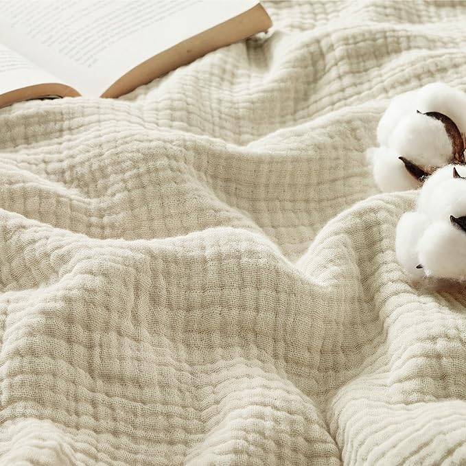 Bedsure 100% Cotton Muslin Blanket Queen Size by BEDSURE