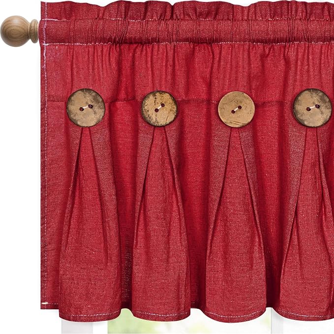 FRAMICS Farmhouse Valance Curtains, Boho Cotton Linen Kitchen Valance, Country by FRAMICS