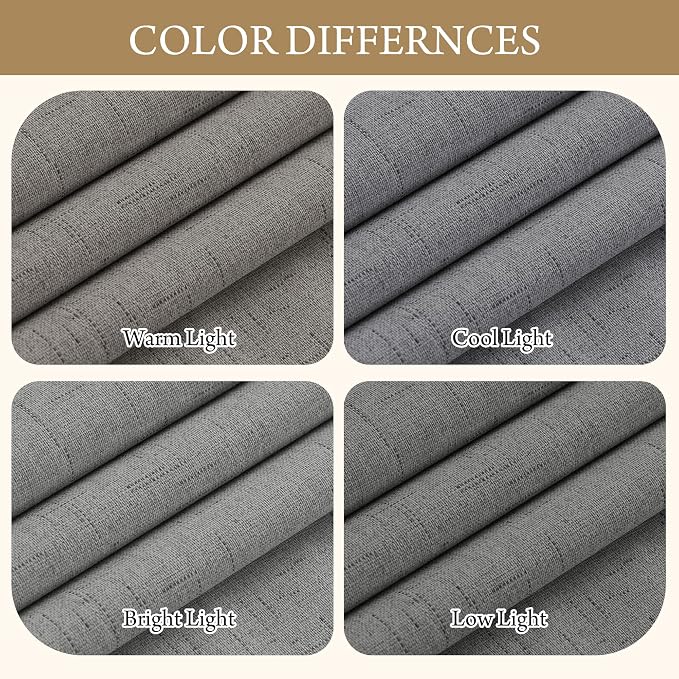 RYB HOME Grey Linen Blackout Curtains - Image 5