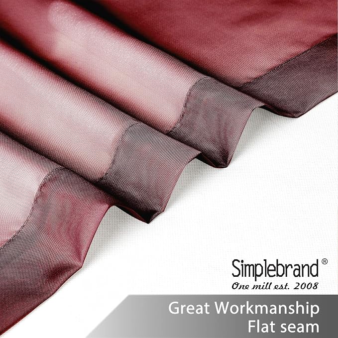 Simplebrand Red Short Sheer Curtains 45 Inch Length - Image 6