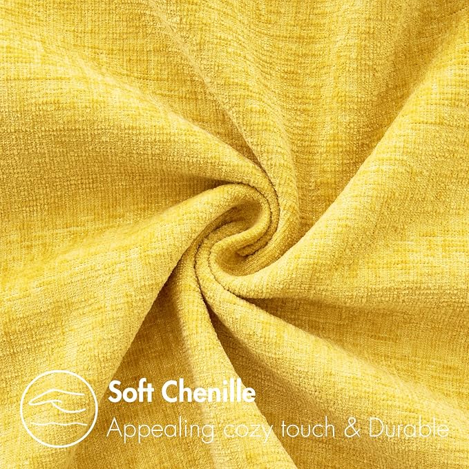 MIULEE Pack of 2 Couch Throw Pillow Covers 12x20 Inch Soft Yellow Chenille - Image 2