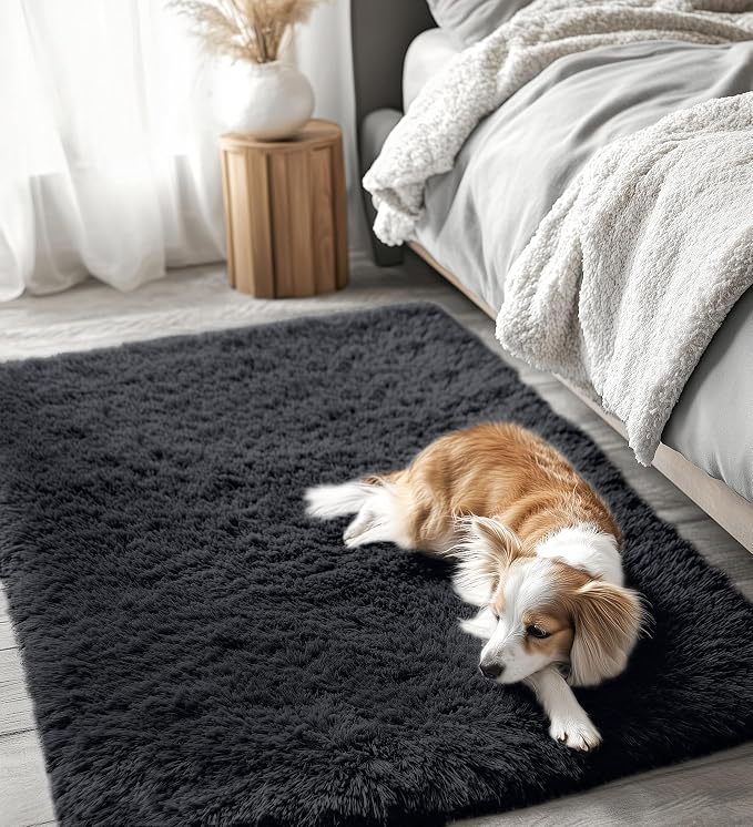 OLANLY 4x4 Machine Washable Accent Rug, Soft Fluffy Shaggy Area Rug - Image 9