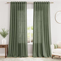 Nanspring Olive Green Linen Sheer Curtains 90 Inch Length 2 Panel Set Back Tab by Nanspring