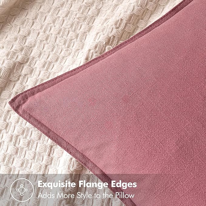 MIULEE Decorative Linen Euro Sham Pillow Covers 24x24 Cranberry Red ​Boho - Image 2