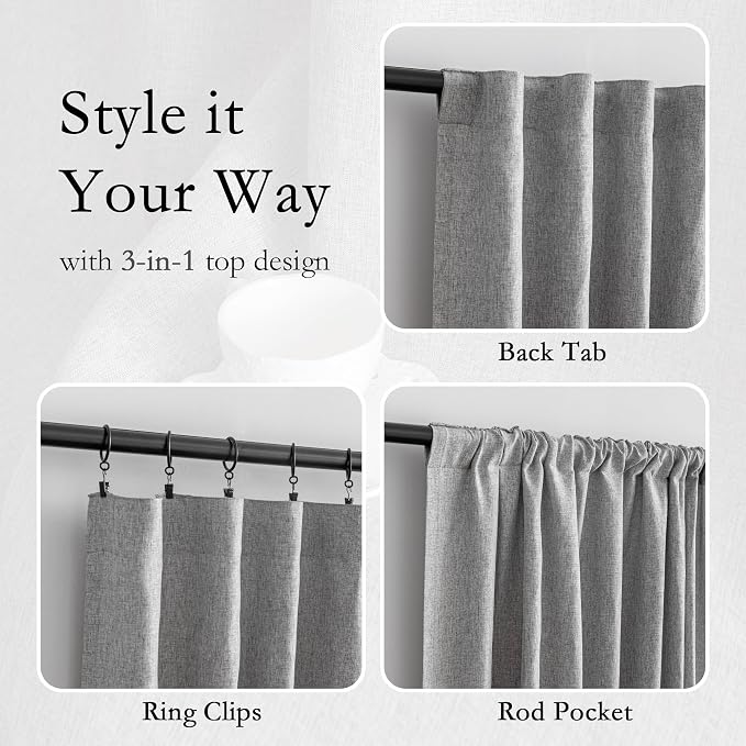 MYSKY HOME 95 Inch Sliding Door Curtains Farmhouse Light Filtering Privacy - Image 3