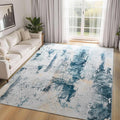 Ompaa Living Room Rug 5x8 Aqua Blue Area Rug Machine Washable Boho Rug Non Slip by OmpaaHomeDecor