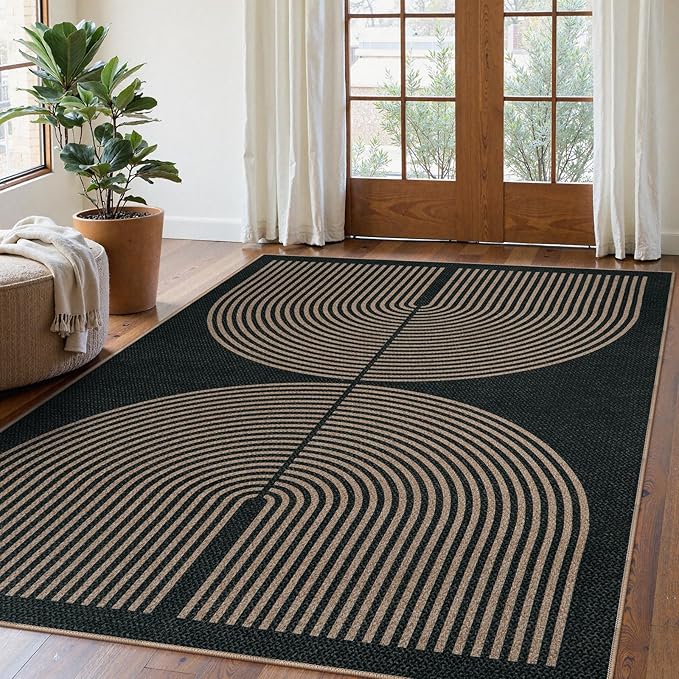Lahome Modern Rainbow Easy Jute Carpet, Washable 5x7 Area Rugs by Lahome
