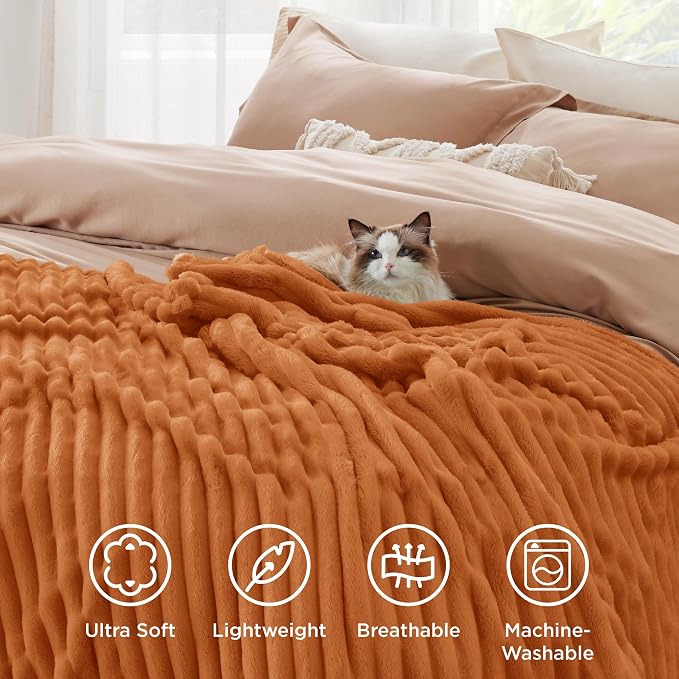 Bedsure GentleSoft Orange Twin XL Blanket - Image 5