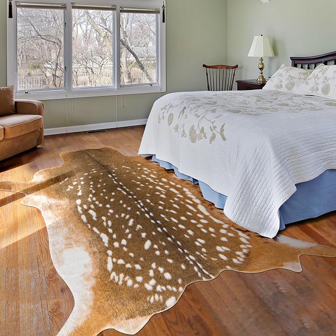 Deer Rug Antelope Print Rug, 5.2x7 Feet Faux Deer Hide Fawn Animal Print Skin - Image 6