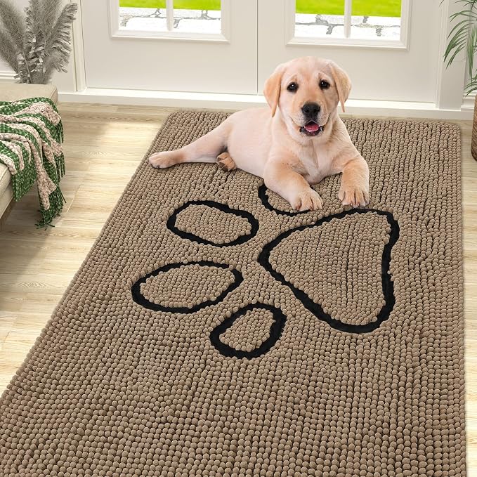 Smiry Dog Door Mat for Muddy Paws, Absorbent Dirt Trapper Non Slip Quick Dry by Smiry