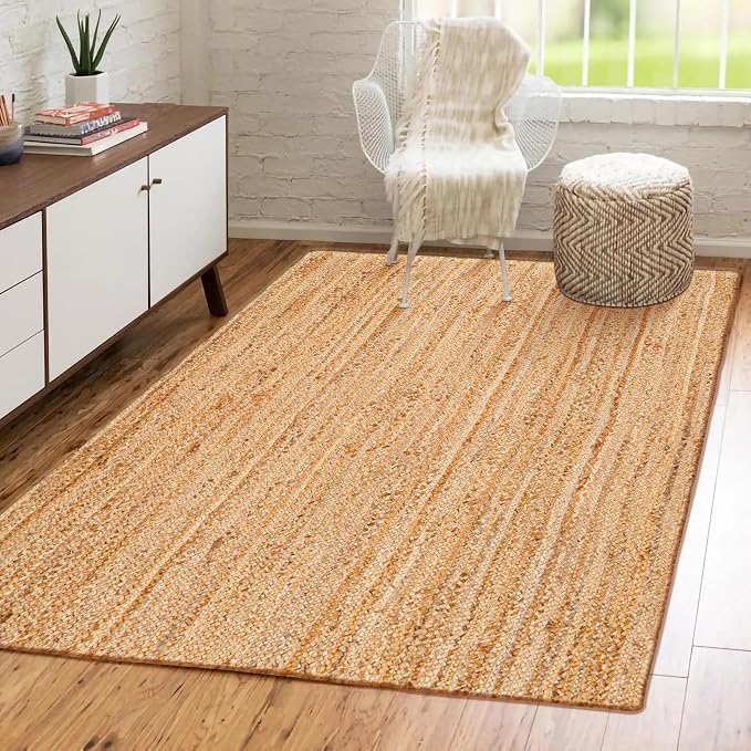 Hausattire Hand Woven Jute Braided Rug, Reversible Boho Entry Area Rugs - Image 5