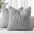 decorUhome Throw Pillow Covers 22x22 Inch Set of 2, Soft Plush Faux Wool Grey by decorUhome