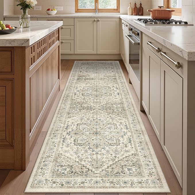 Kitchen Runner Rug Non Slip Washable 2.5x8, Soft Low Pile Entryway Rug Runners by Restydon