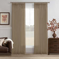 Pinch Pleat Latte Taupe Semi Sheer Linen Curtains 105 Inches Long 2 Panels | by Twodrapes
