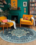 Area Rugs 6ft Washable Non-Slip, Floral Vintage Distress Print Pattern by RELEANY