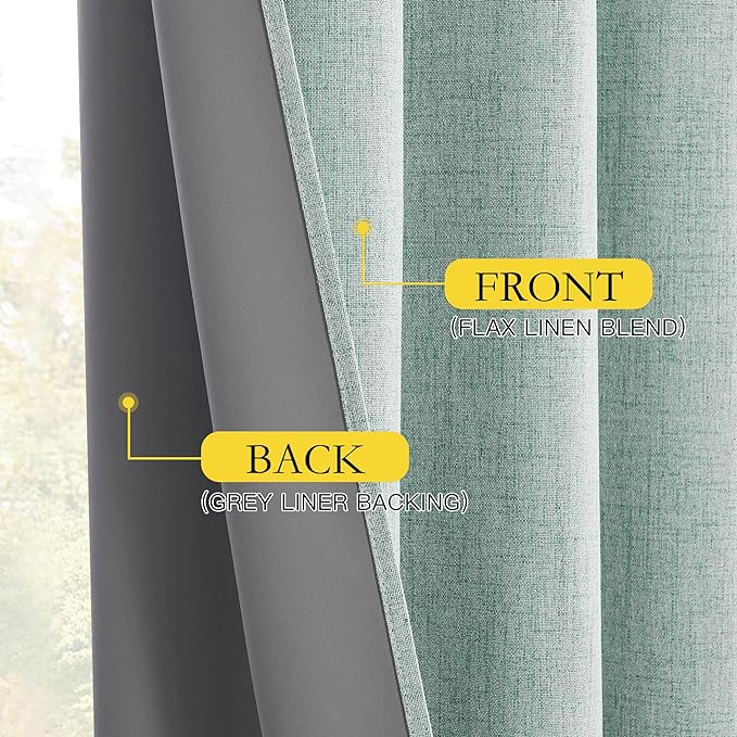 NICETOWN 100% Absolutely Blackout Linen Curtains - Image 6