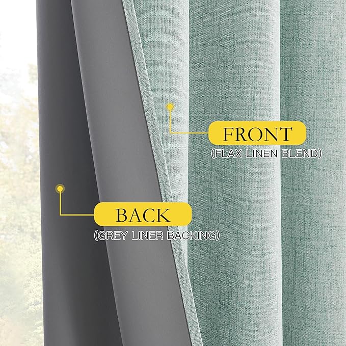 NICETOWN 100% Absolutely Blackout Linen Curtains - Image 6