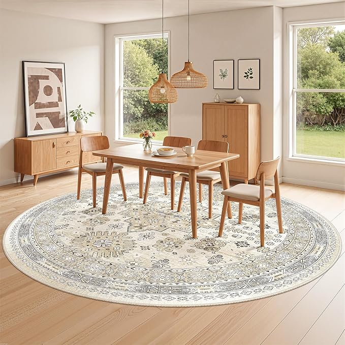 zesthome 8ft Round Rugs for Living Room, Non-Slip Washable Round Area Rugs by Zesthome