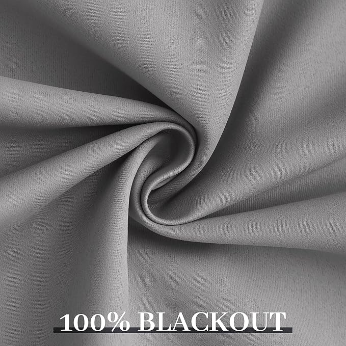 Yakamok Dove Grey 100% Blackout Curtains Grommet Window Treatments - Image 6