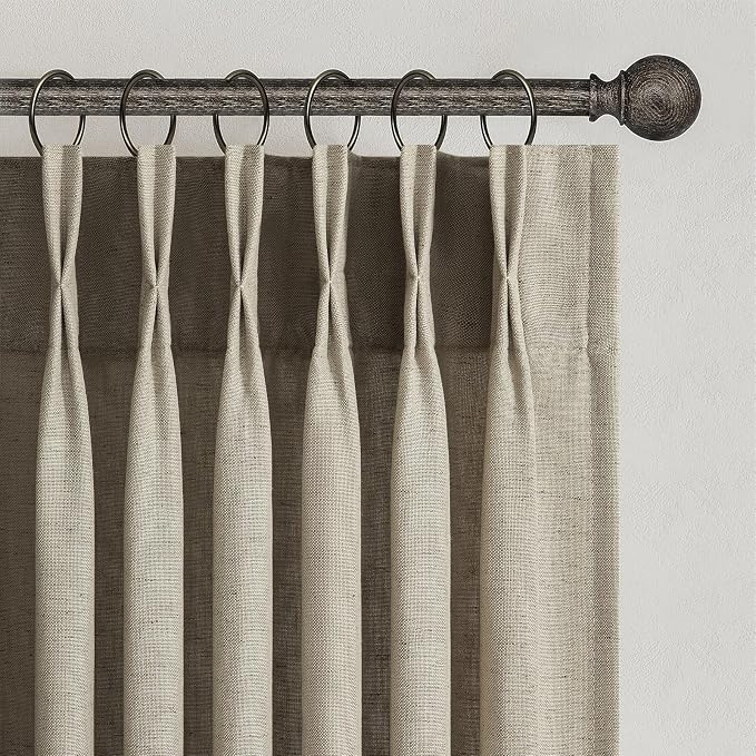 Topfinel 102 Inch Curtains 2 Panels Set, Two Packs Pinch Pleat Back Tab Linen by Topfinel