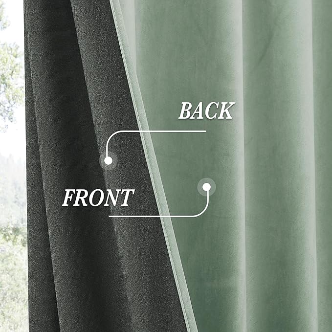 RYB HOME Auqa Velvet Curtains 84 inches Long, Room Darkening, Floor-Length - Image 5