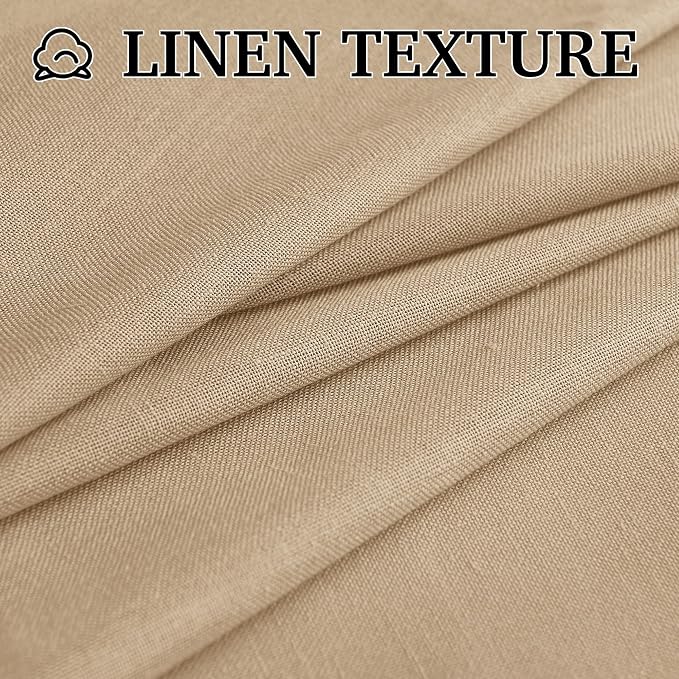 RYB HOME Camel Linen Sheer Curtains 95 inches Length, Aesthetic Light Filtering - Image 5
