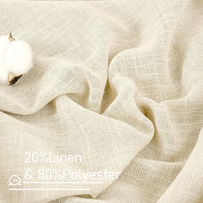 LAMIT Window Linen Curtains 45 Inch Length 2 Panels, 34 x 45 Inch - Image 3