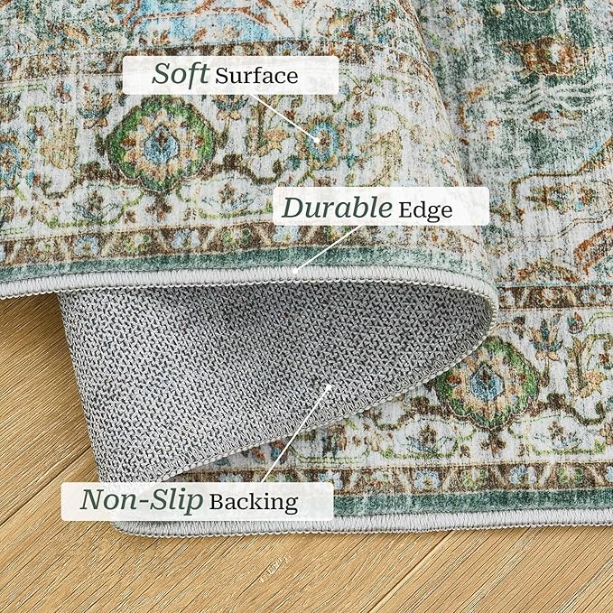 Madane Runner Rug 2'6''x8' Kitchen Runner, Hallway Runner Printed Vintage - Image 3