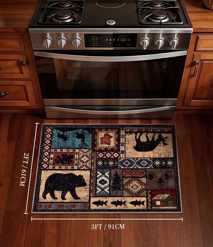 YIHOUSE Washable Entryway Rug, 2x3 Rustic Cabin Area Rug, Non-Slip Indoor Door - Image 2