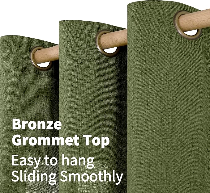 YoungsTex Olive Green Linen Curtains 40 Inch Length - Image 5