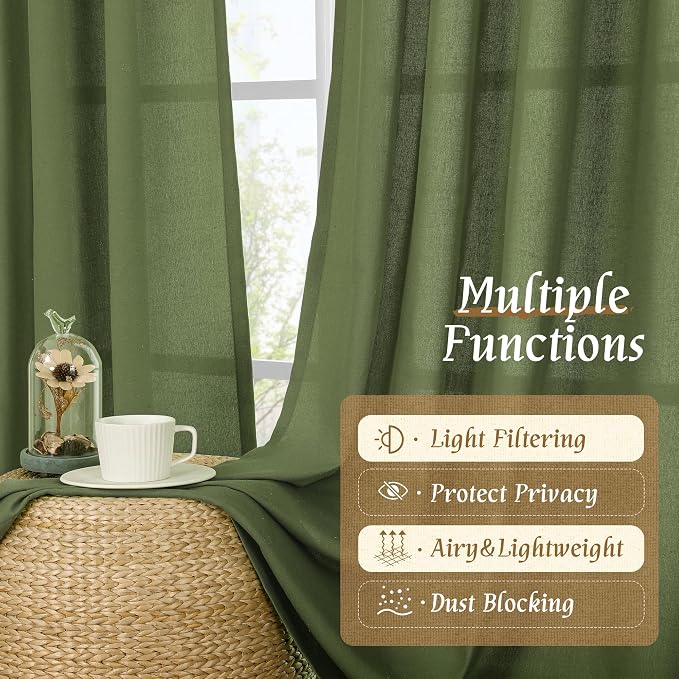 LAMIT Faux Linen Curtains 63 inches Long - Image 9