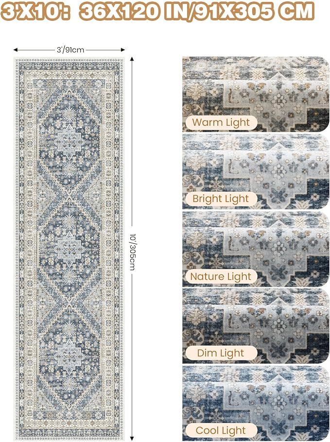 3x10 Runner Rug Non Slip Washable - Image 2