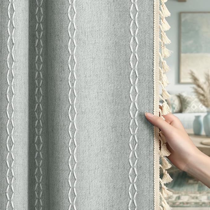 Teal Boho Blackout Curtains 2 Panels 84 Inch by Unknown