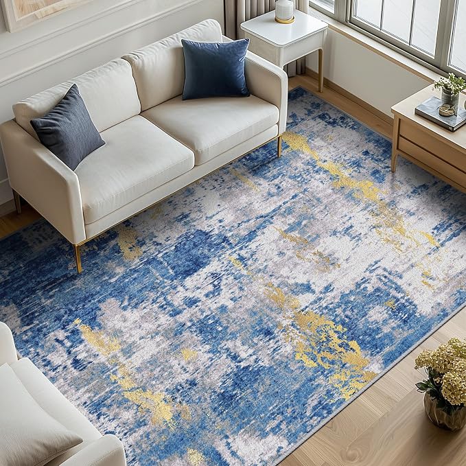 Washable Area Rugs 8'x10' Non-Slip Modern Abstract Soft - Image 2