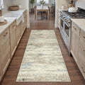 2x6 Runner Rug Washable Beige Brown Abstract Modern Neutral Hallway Carpet Non by PureCozy
