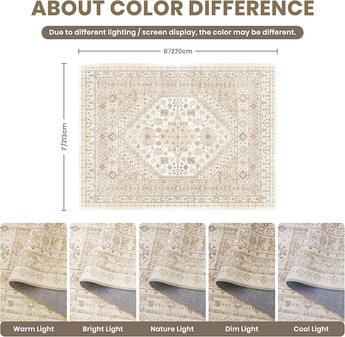 zesthome 7x9 Area Rug, Super Soft Washable Rugs - Image 2