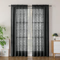 Simplebrand Semi Sheer Black Curtains 78 Inch Length 2 Panels, Geometric by Simplebrand