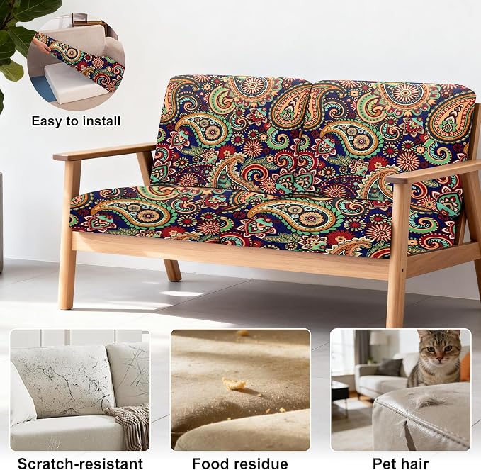 4Pcs Patio Stretch Cushion Covers, Outdoor Sofa Replacement Cover Slipcovers - Image 4