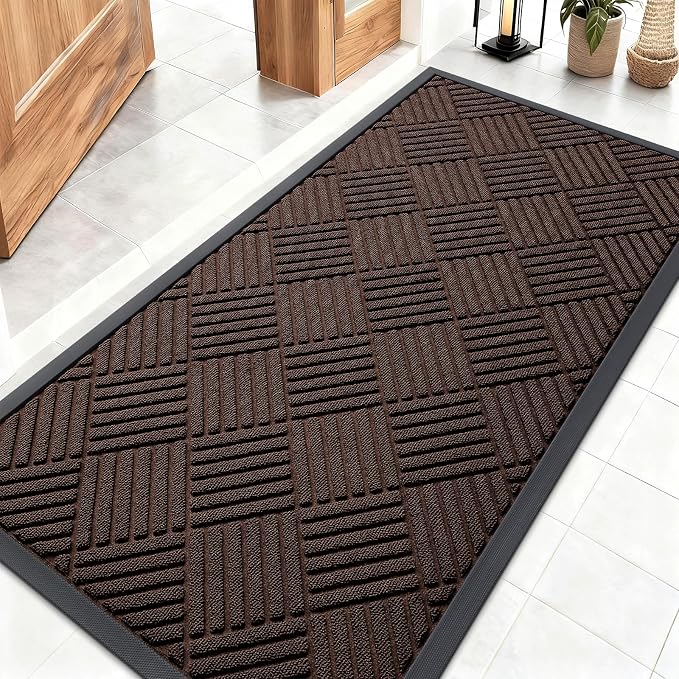 OLANLY Front Door Mat Outside Entrance 47x23, Heavy Duty Sturdy Natural Rubber by OLANLY