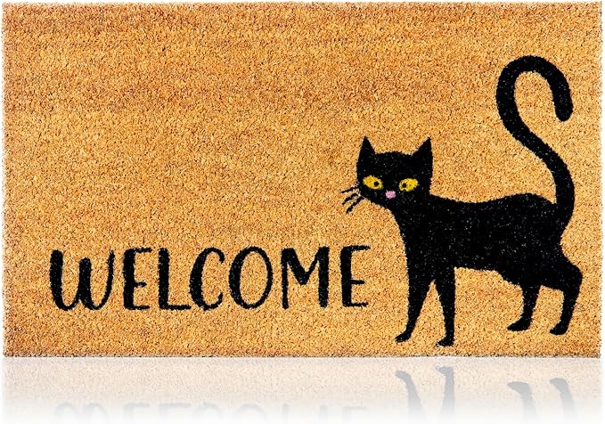 Black Cat - 17"x29" - Coir Door Mat - Welcome Mats by AmaruDoorMats