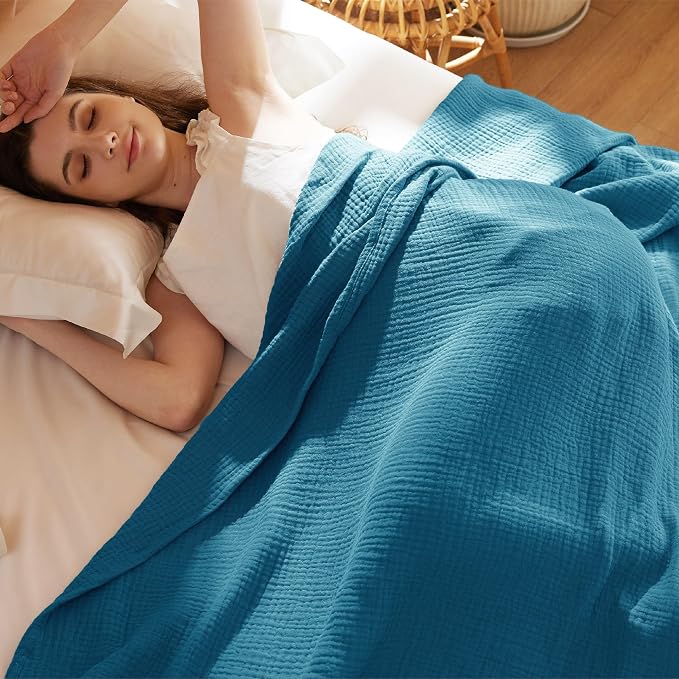 Bedsure 100% Cotton Muslin Throw Blanket Twin XL - Image 6