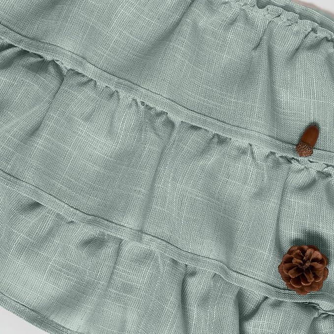 jinchan Ruffled Valance Curtain Slubbed Crossed Kitchen Valance Vintage - Image 8